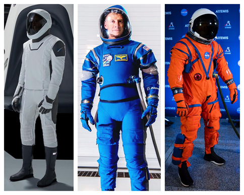 Three different spacesuits